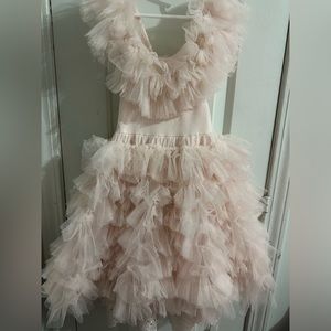 EUC Dollcake Vintage RARE Gown Blush Pink Stretchy Fit Lovely Lace Worn Once